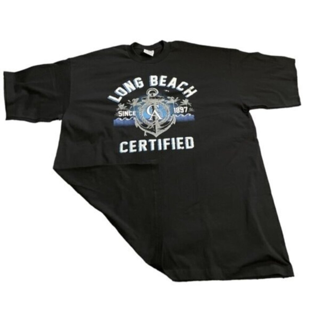 Men's Pro 5 Black Graphic Shirt Long Beach 3XL EUC #0499